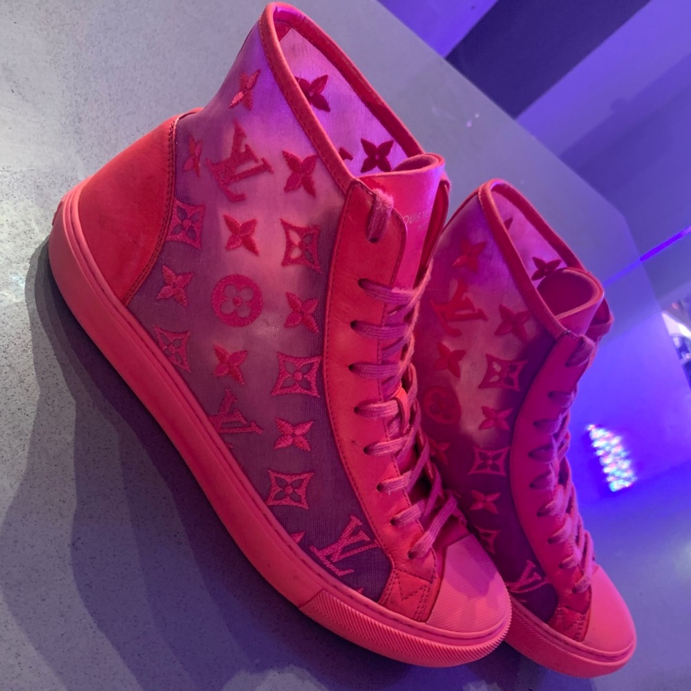 Louis Vuitton Pink High Top Sneakers